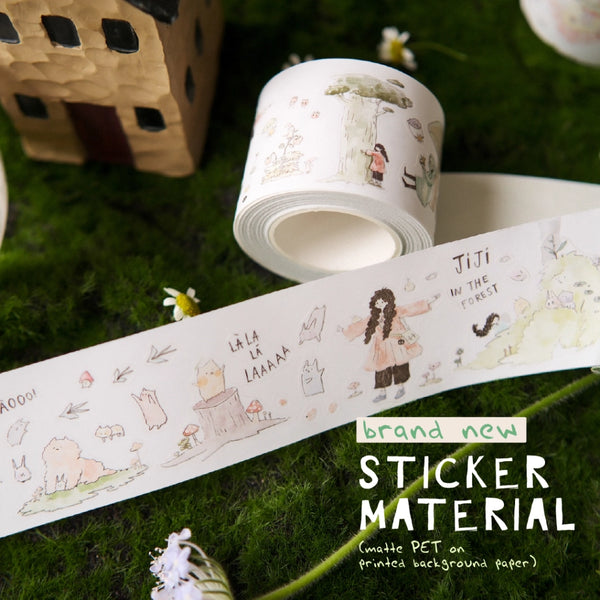 Jiji in the Forest PET tape roll on a grassy background