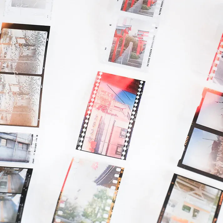 Collection of photo prints on a white background