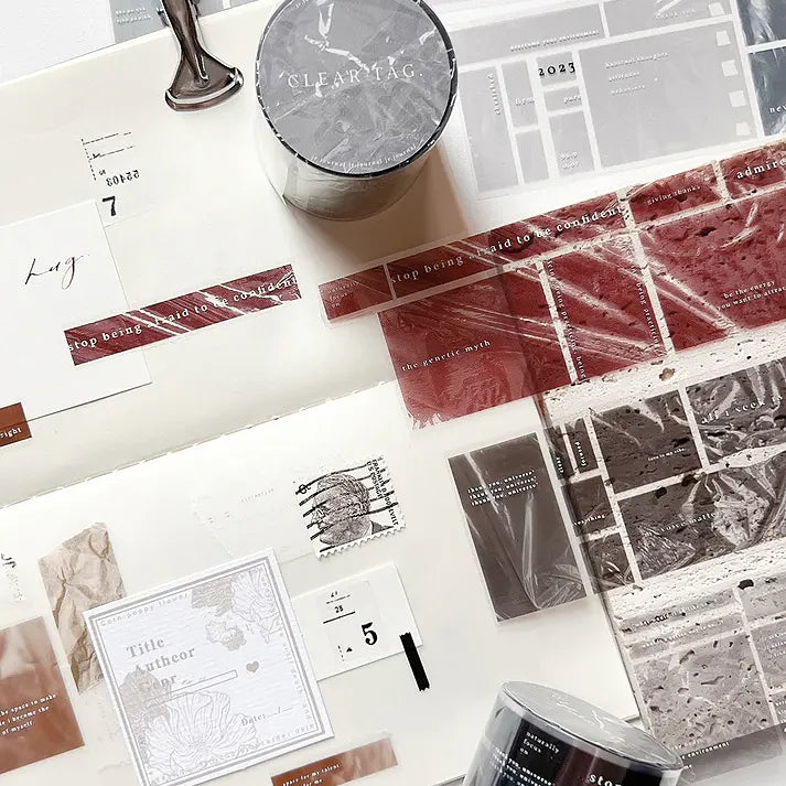 Collection of clear stamps with various designs on a white surface