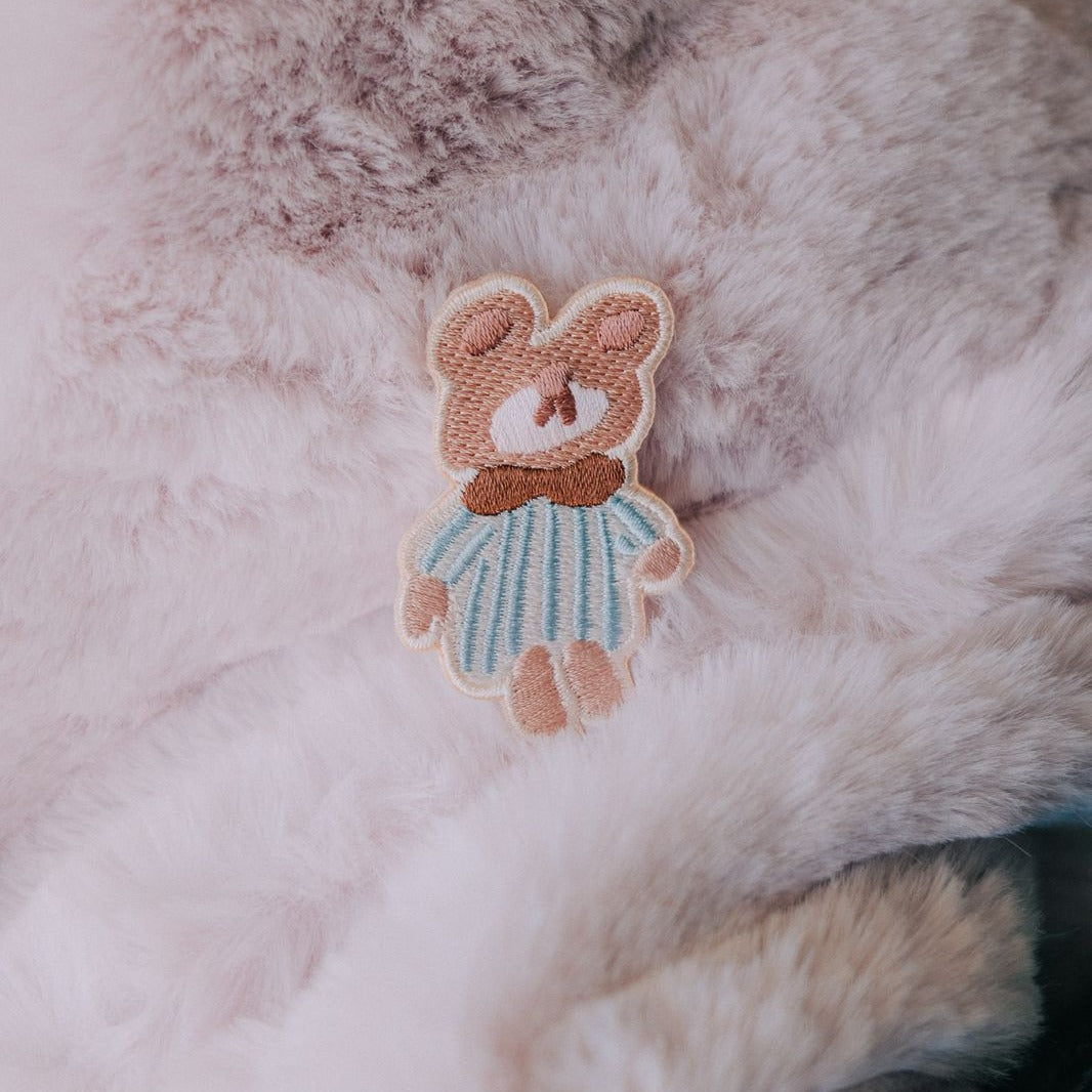 Sleepy Pajama Bear Embroidered Pins