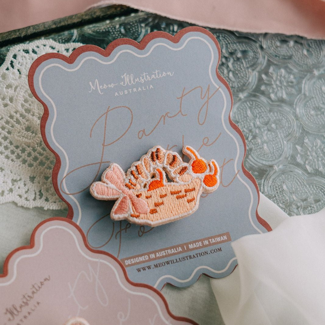 Berry And Picnic Basket Embroidered Pins