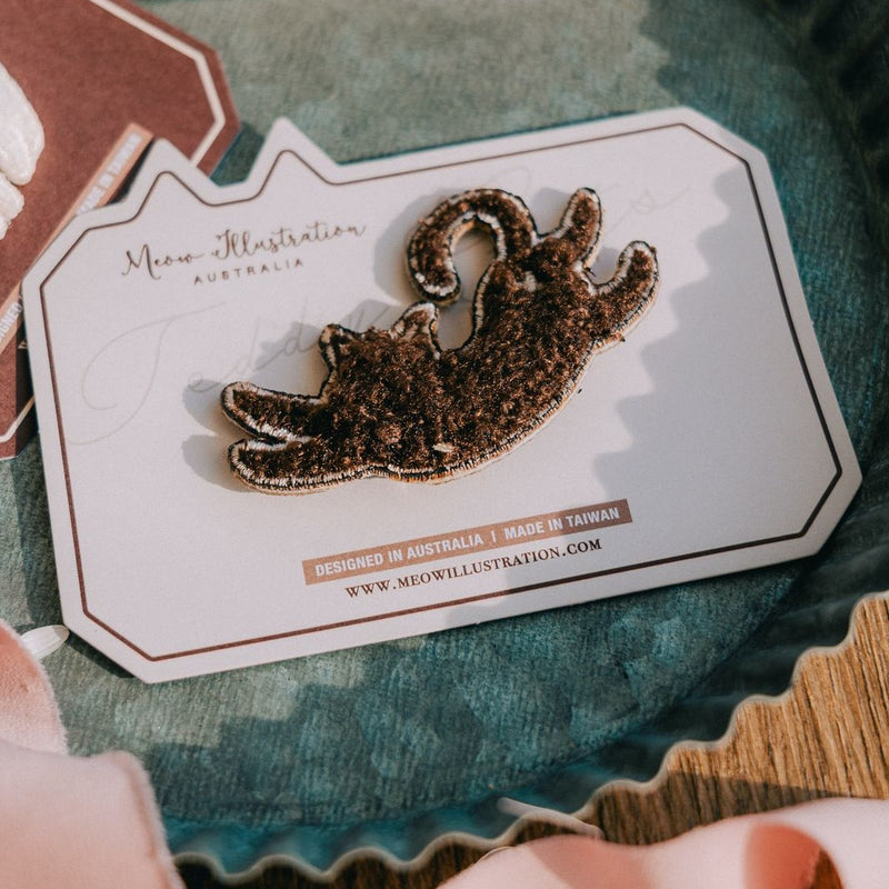 Black Fluffy Embroidered Pins
