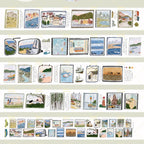 Collection of illustrated scenes and objects on a white background