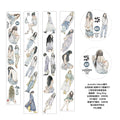 Set of illustrated stickers featuring women in various poses on a white background.