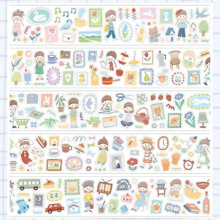 Little Thing Washi Tape colorful scene and object illustrations on a white background