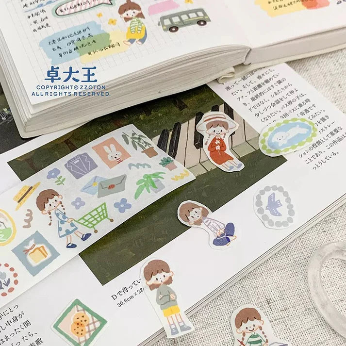 Little Thing Washi Tape people, plants and object designs styled as a sticker book