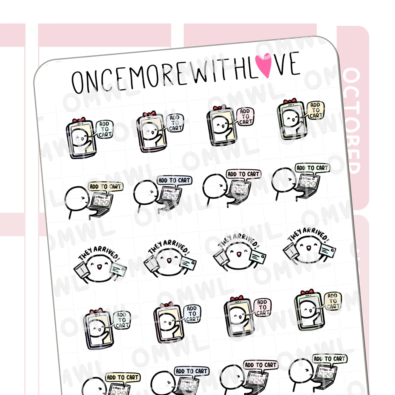 Add To Cart Sticker Sheet by OnceMoreWithLove, munchkin shopping stickers marking design 1000