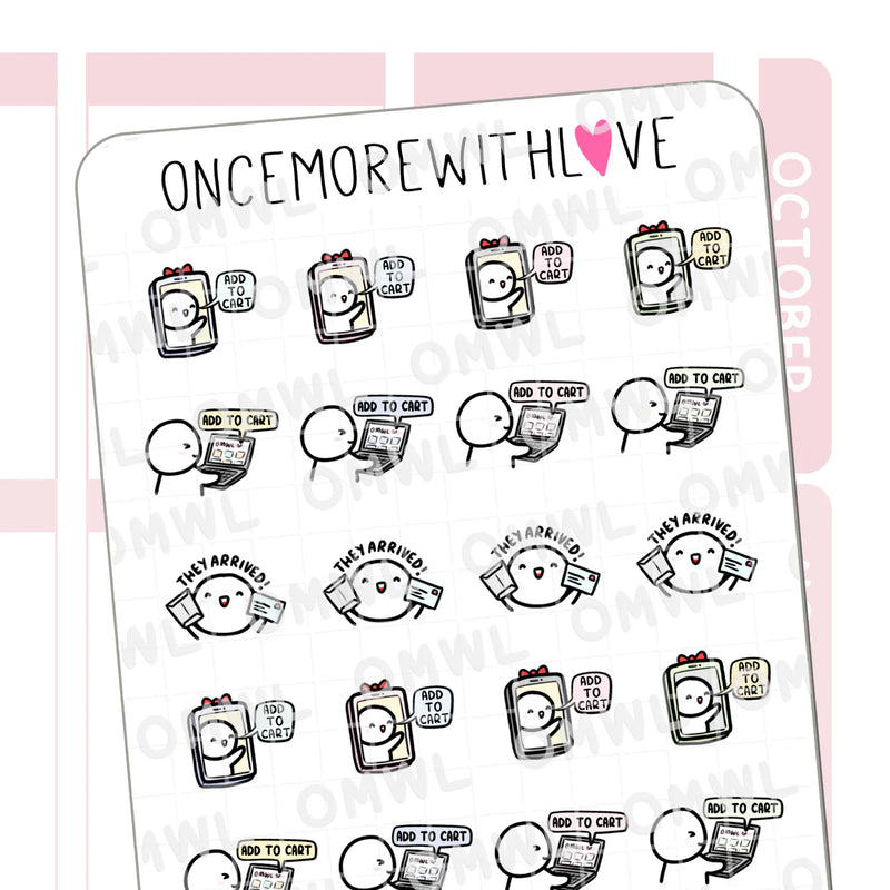 Add To Cart Sticker Sheet by OnceMoreWithLove, munchkin shopping stickers marking design 1000