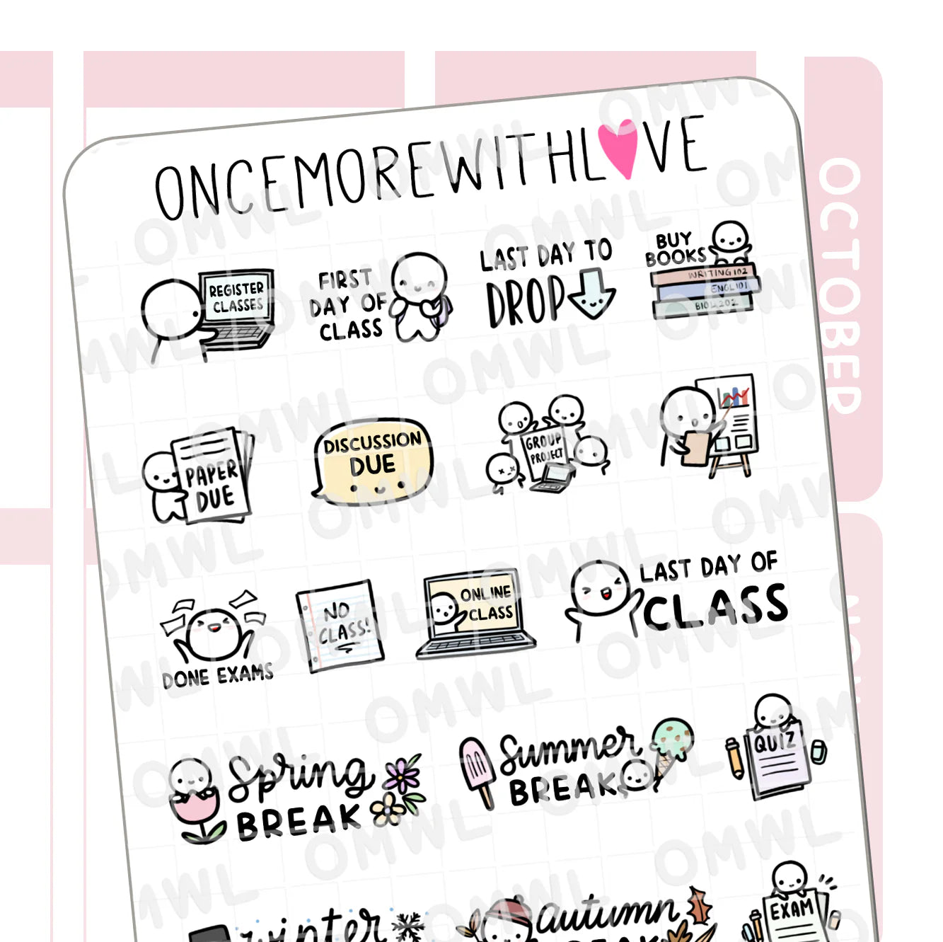 University College Mixed Sticker Sheet by OnceMoreWithLove with class and student life stickers