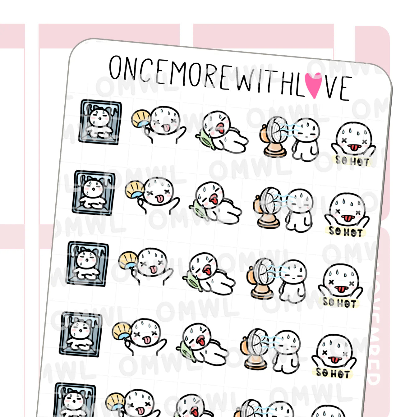 Hot Summer Heat Wave Sticker Sheet by OnceMoreWithLove with scorching-day weather stickers