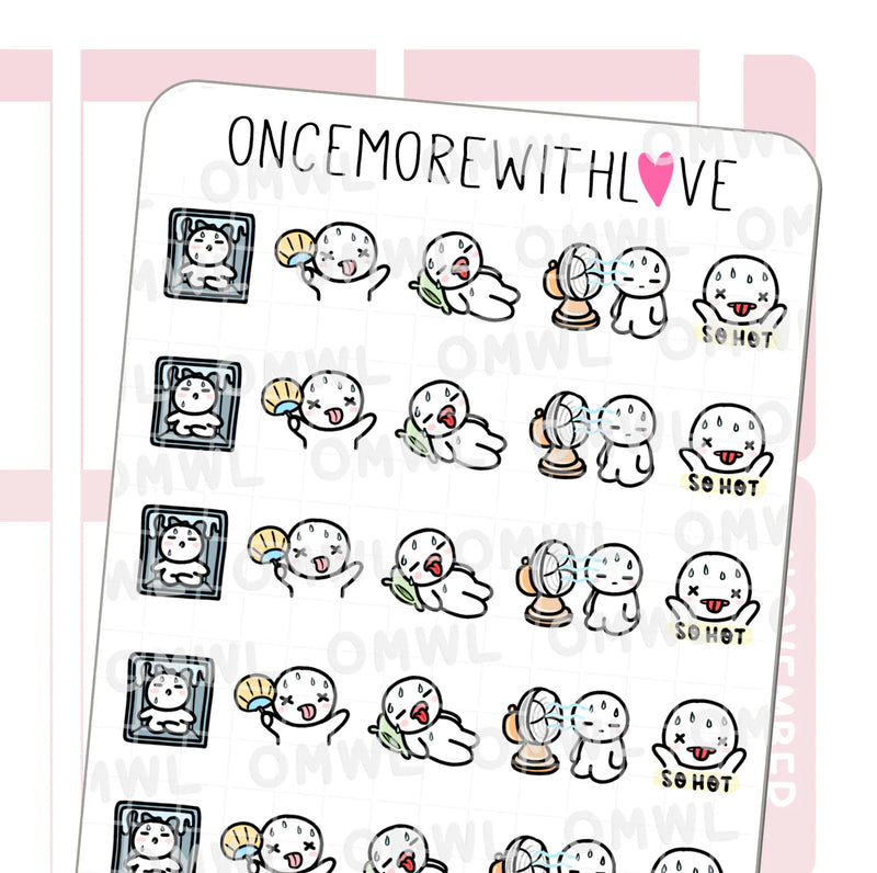 Hot Summer Heat Wave Sticker Sheet by OnceMoreWithLove with scorching-day weather stickers