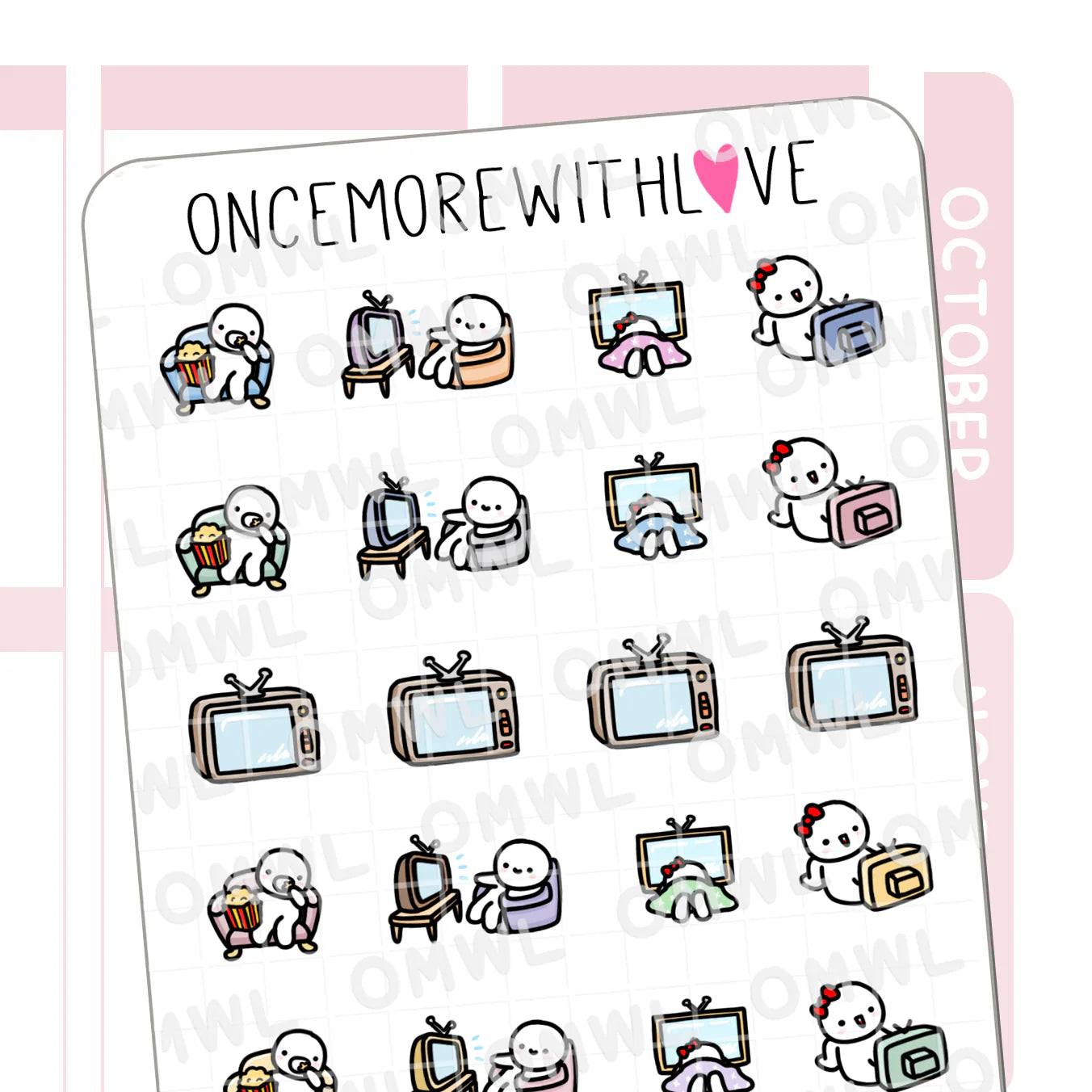 Movie and TV 2.0 Sticker Sheet by OnceMoreWithLove with screen time and binge tracking stickers