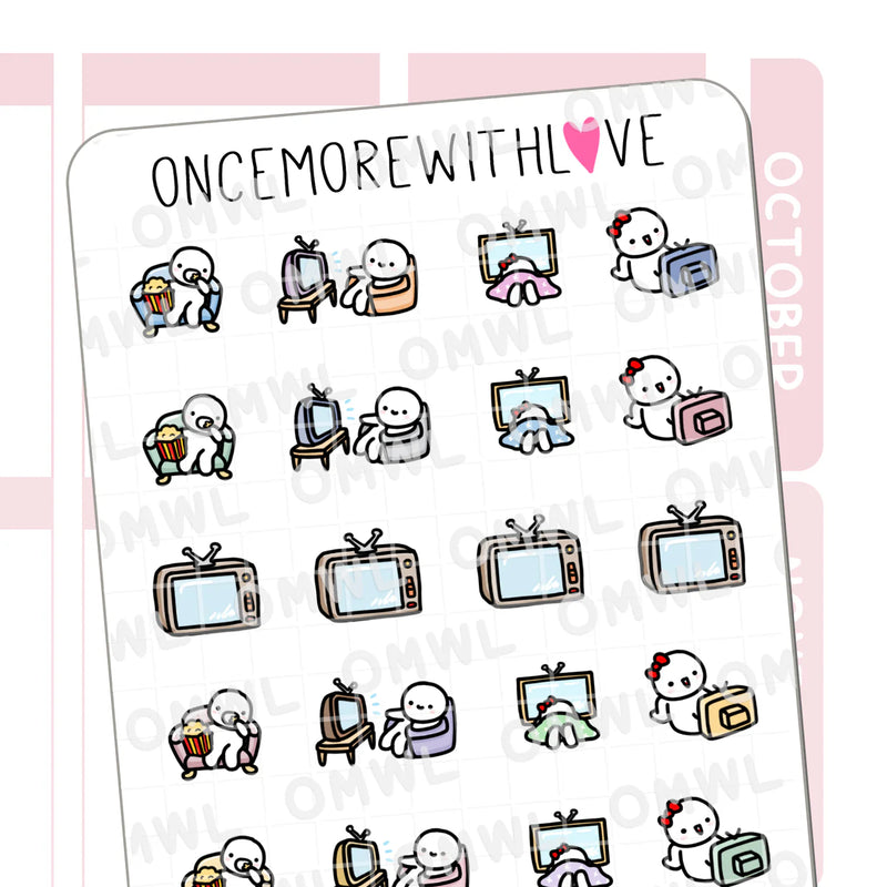 Movie and TV 2.0 Sticker Sheet by OnceMoreWithLove with screen time and binge tracking stickers