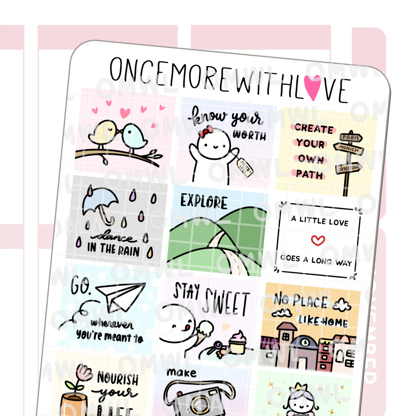 Hobo Full Boxes 2.0 Sticker Sheet by OnceMoreWithLove, functional boxes for Hobonichi Weeks