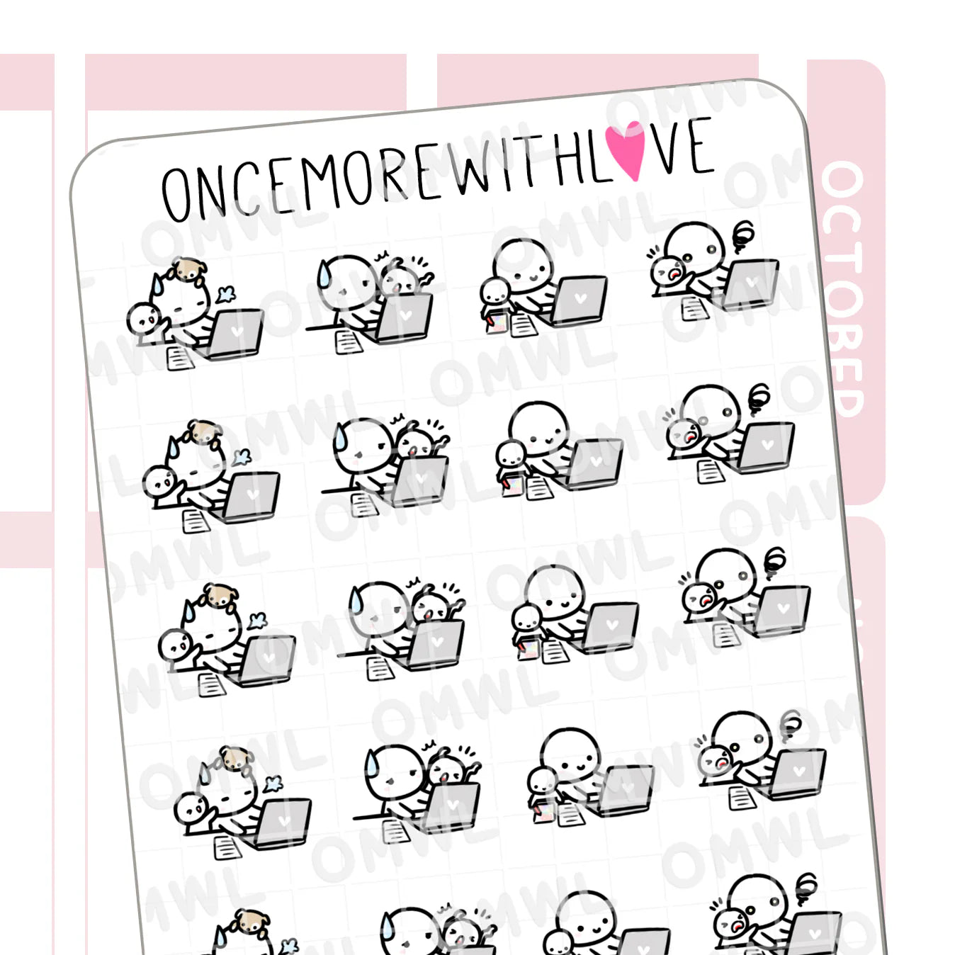 Work From Home With Distractions Sticker Sheet by OnceMoreWithLove with remote work stickers
