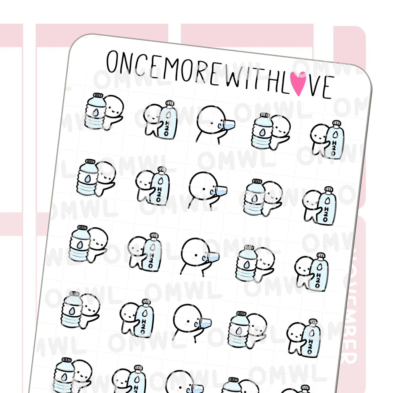 Drink Water Hydration Sticker Sheet by OnceMoreWithLove with water intake reminder stickers
