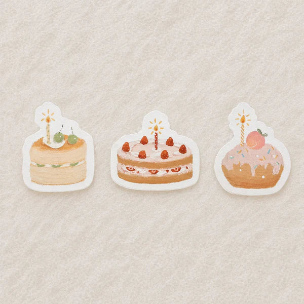 Happy Birthday Memo Pad set of three pastel cake designs by Caicai Xuanxuan on white