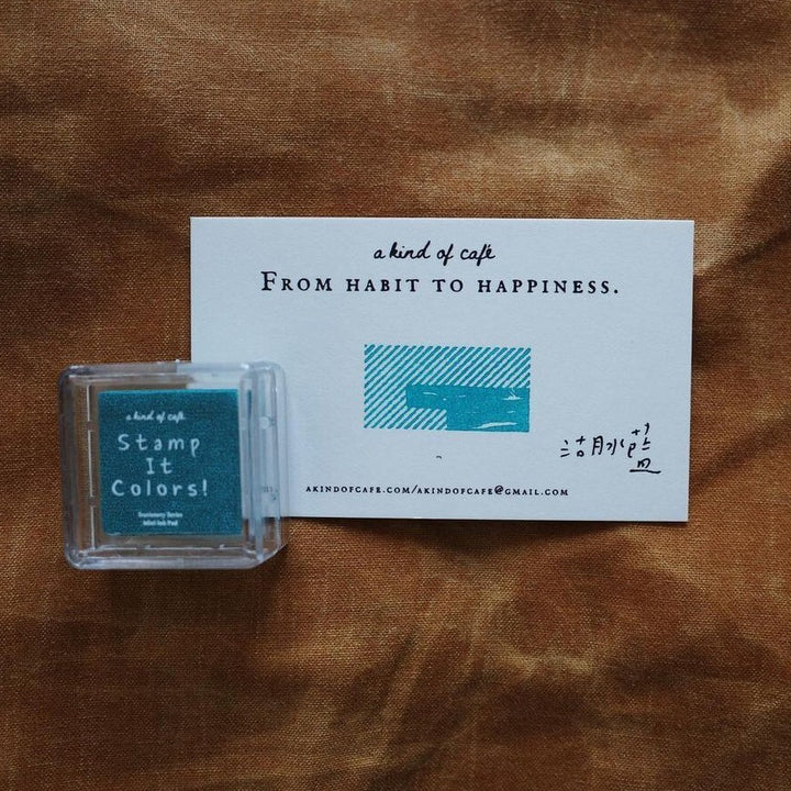 Midnight Blue Stamp Ink Pad by a kind of café — teal-blue ink pad with acrylic block and insert, for journaling