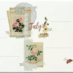 Vintage-style floral cards with 'July' text on a white background