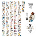 Set of decorative washi tape rolls with illustrations on a white background