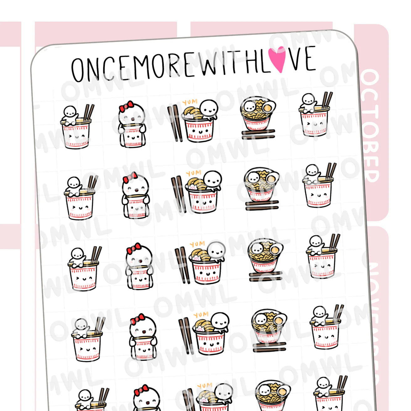 Instant Noodles Munchkins Sticker Sheet by OnceMoreWithLove with comfort-food munchkin stickers
