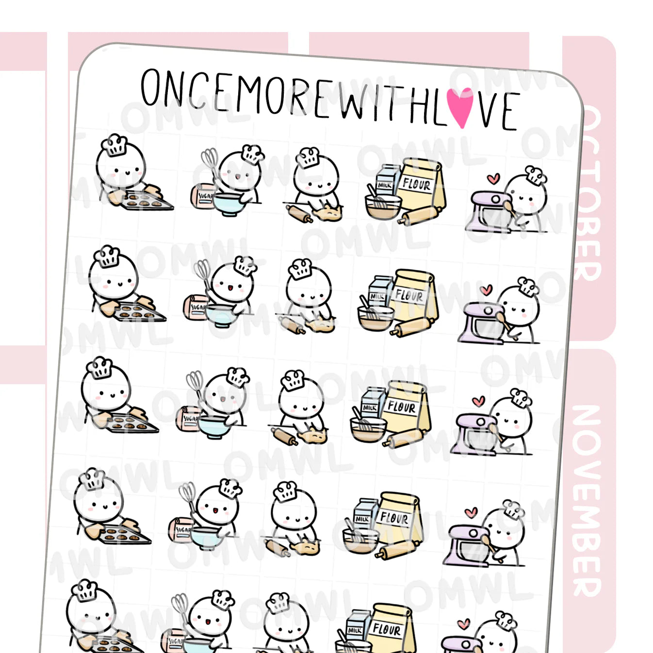 Baking 2.0 Munchkins Sticker Sheet by OnceMoreWithLove with sweet kitchen and baking stickers