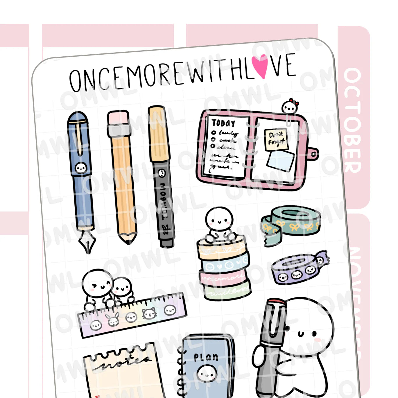 Planning Large Deco Sticker Sheet by OnceMoreWithLove with decorative planner layout stickers