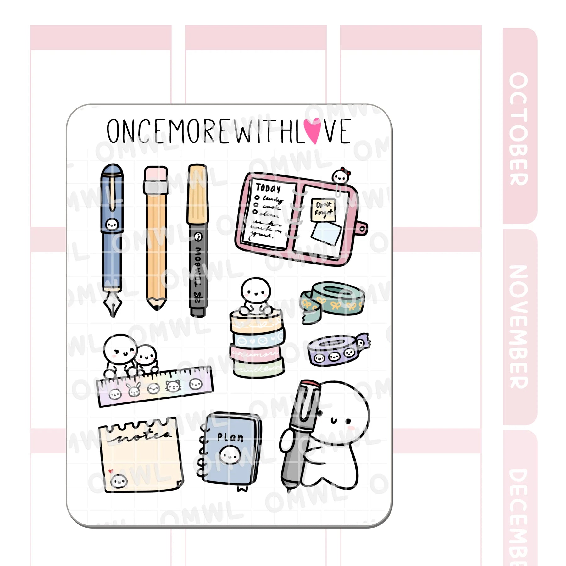Detail view of the Planning Large Deco Sticker Sheet decorative journaling elements