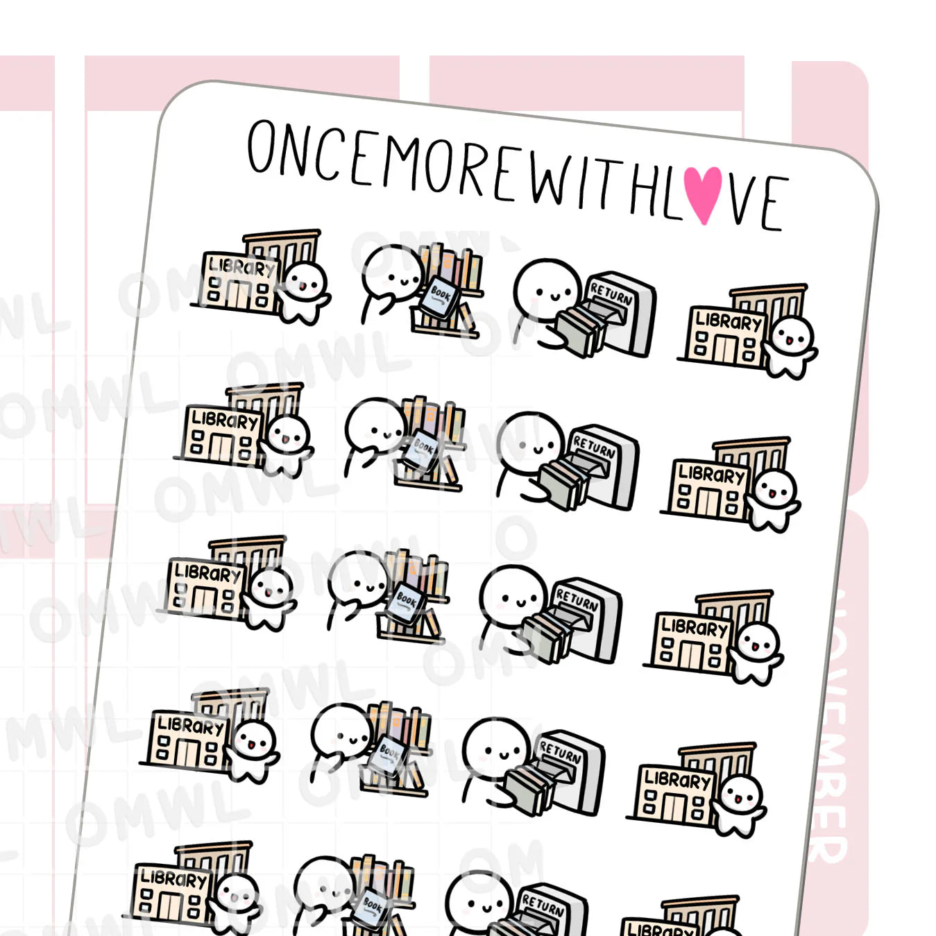 Library Munchkin Sticker Sheet by OnceMoreWithLove with cozy reading and study stickers