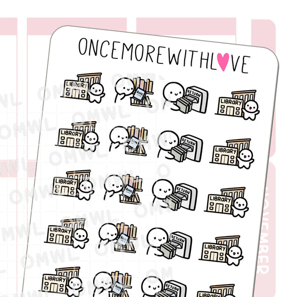 Library Munchkin Sticker Sheet by OnceMoreWithLove with cozy reading and study stickers