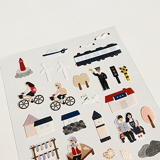 Illustrated sticker icons on a white background, from the Ocean Village Sticker Sheet