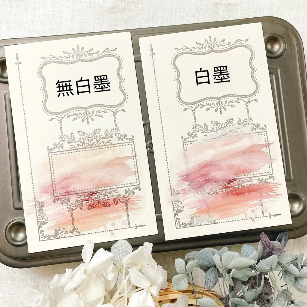 Oil Painting PET Tape by Simple Journal cards styled on a metal tray with fresh flowers