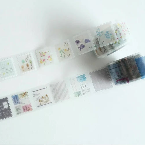 Decorative tape with various designs on a white background