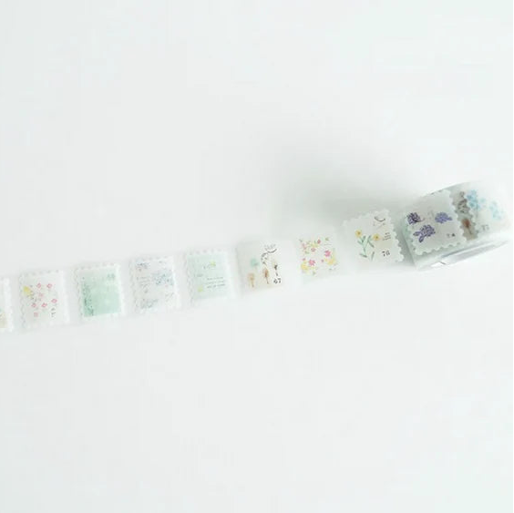 P-007 Letter PET Tape designs styled as a small festive garland on a white background