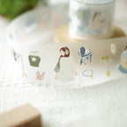 Decorative tape with cartoon character designs on a white surface