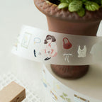 Washi tape with illustrations on a potted plant