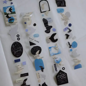 Papers Birds PET Tape by Mr. Eggplant bookmark-style designs laid out on a white background