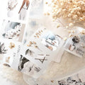 Collage of scenic photos with nature elements on a white surface