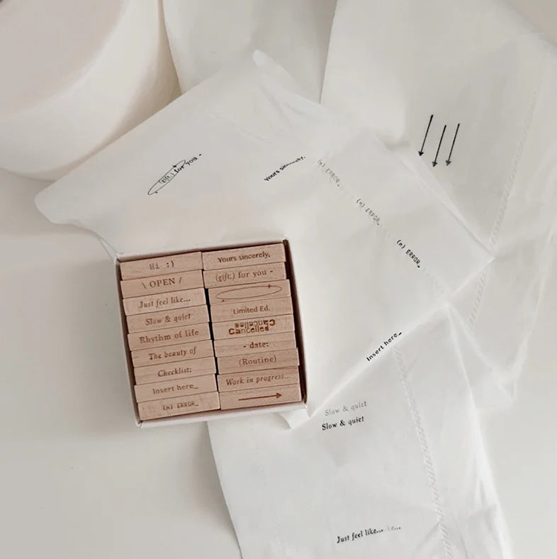 9pt.(2) Tiny Text Rubber Stamps [18 options]