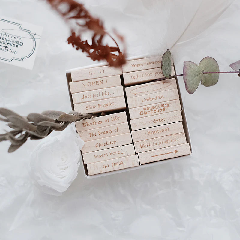 9pt.(2) Tiny Text Rubber Stamps [18 options]