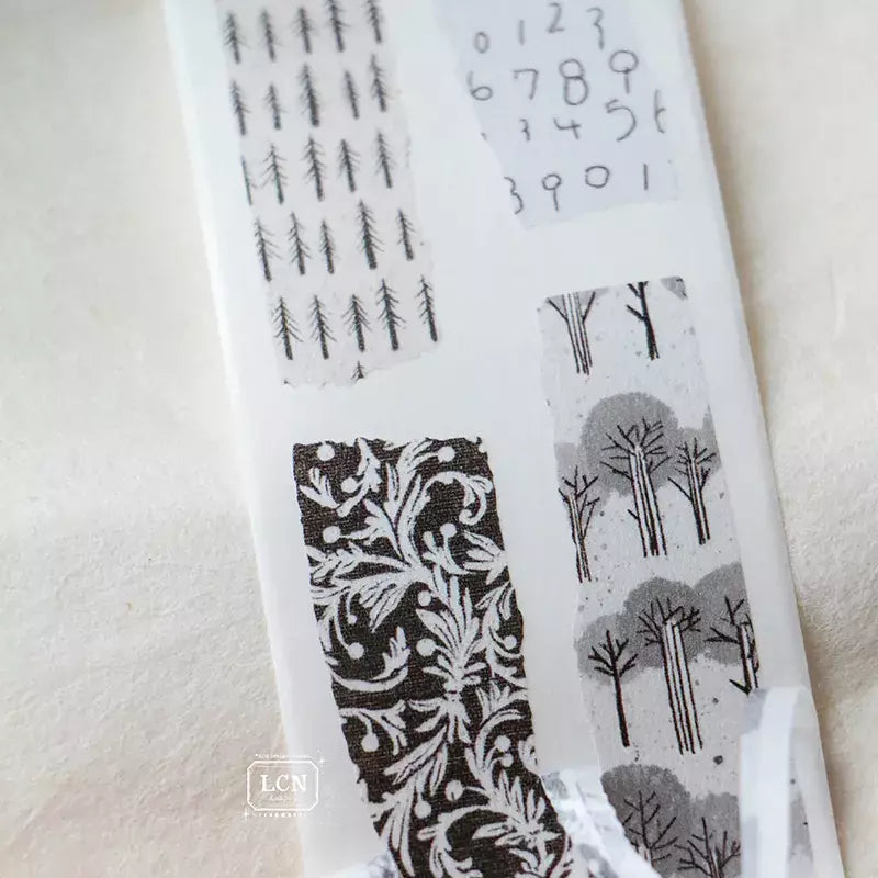 Piece of Paper PET Tape pastel blue, yellow and green floral patterns arranged neatly