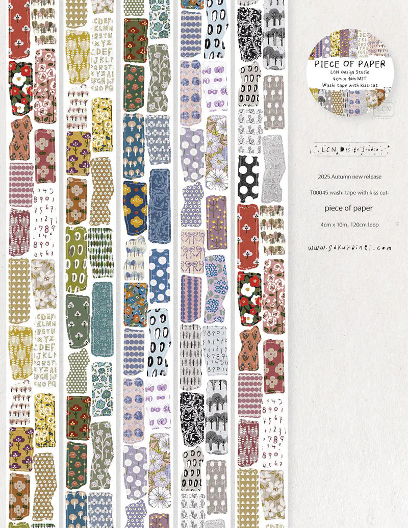 Second view of the Piece of Paper PET Tape monochrome tree and floral design sheet