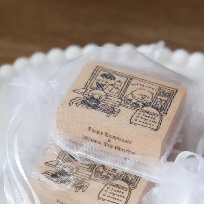 Bearista Cafe Daydream Rubber Stamps by Pinky Elephant x Eileen Tai Studio in clear packaging