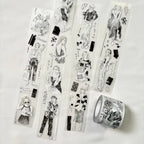 Set of black and white temporary tattoos on a white background