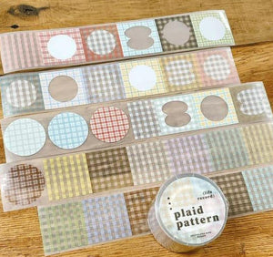 Set of Plaid Pattern PET Tape rolls by Children Of South with classic plaids on a wooden surface