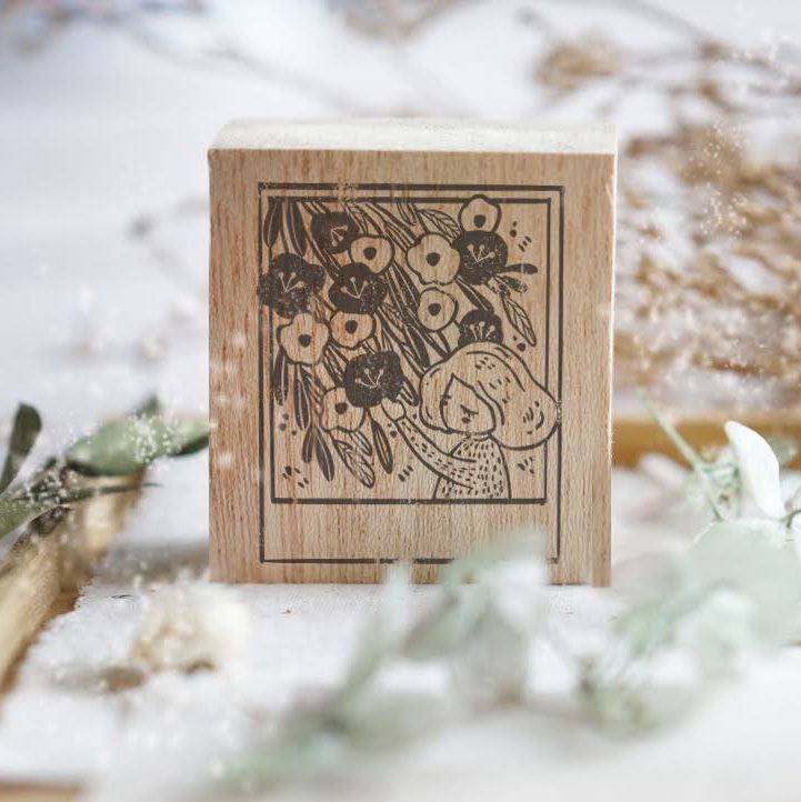 Swinging Florals Rubber Stamp from the Polaroid Series with blooms in a snapshot-style frame