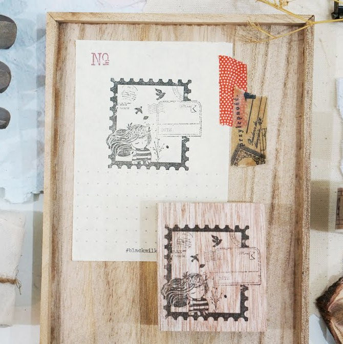 Alternate view of the Postal Daydream Rubber Stamp showing its handwritten-letter romance design
