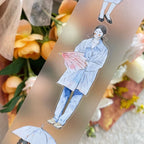 Rainy Days 53 PET Tape by DingDing — figure with an umbrella PET tape design, for journaling