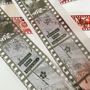 Re-Live Your Unforgettable Moments PET Tape film strip design with text on white