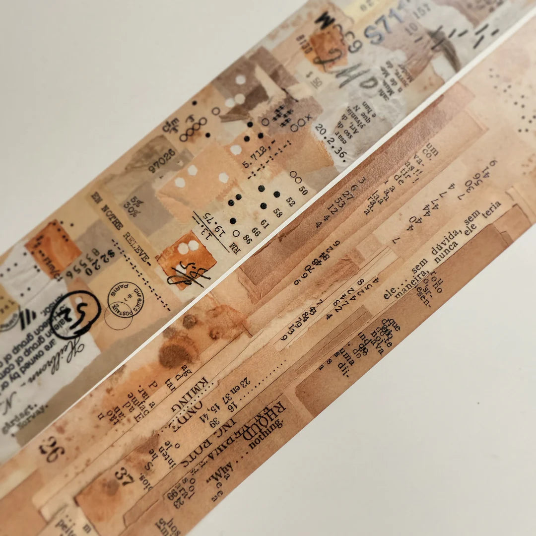 Remind Washi Tape ruler-style designs with text and stamps on a white background